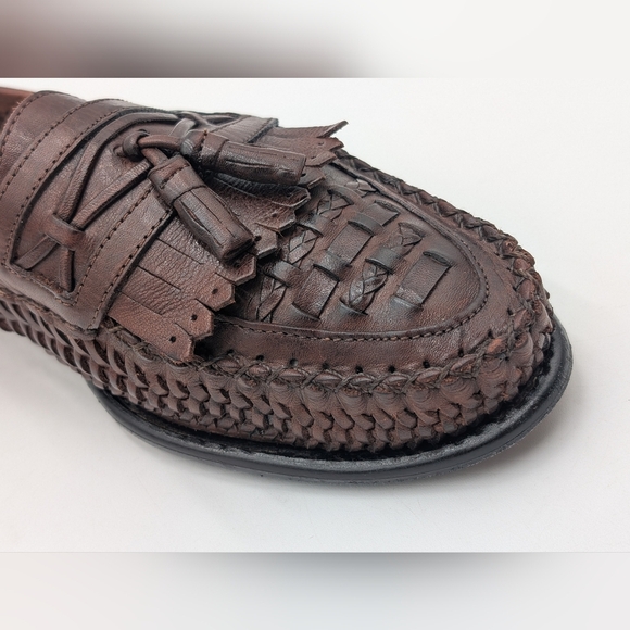 Nunn Bush Woven Leather Tassel Loafers Men's Sz 12M Brown Slip On Casual Preppy - Picture 6 of 17